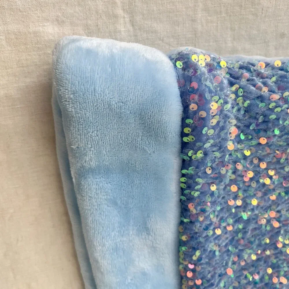 Mermaid Tail Blanket Plushy Light Blue Sequins Size Large 22